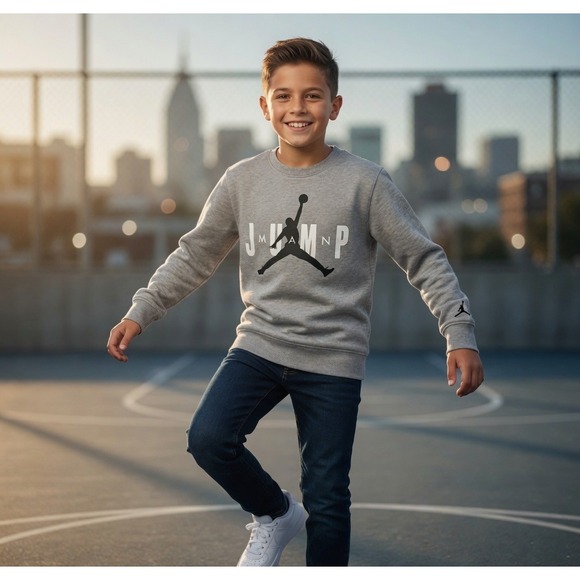 Jordan Other - Jordan Jumpman Boys Gray Graphic Crewneck Sweatshirt Size M 10-12Y